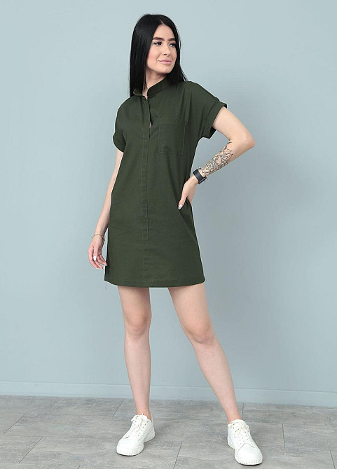 Жіноча лляна сукня літня "Avrora" оптом та по дропшипінгу | Норма 46-48, Хакі Київ - фото 2