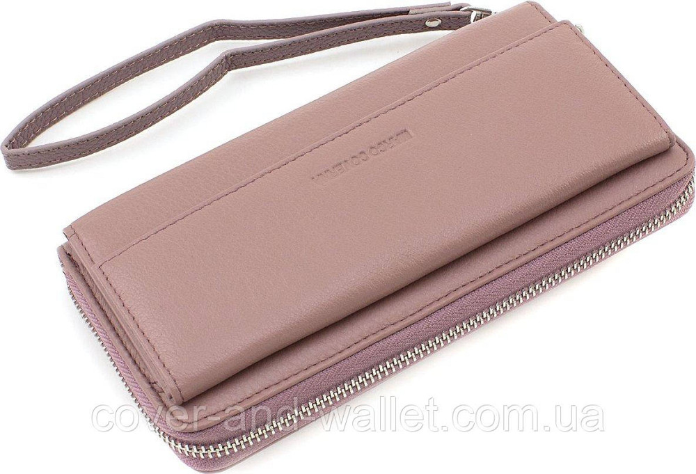 Пудровий жіночий гаманець-клатч із натуральної шкіри на змійці Marco Coverna MC 6054-6 Київ - фото 3