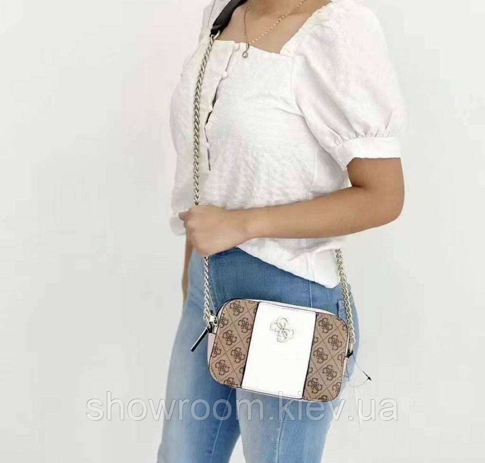 Невелика сумочка на плече Guess (6703-1) бежева Київ - фото 2