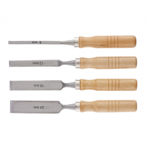 Набір стамесок, 6-12-18-24 мм, плоскі, дерев'яні рукоятки Sparta Полтава - фото 1