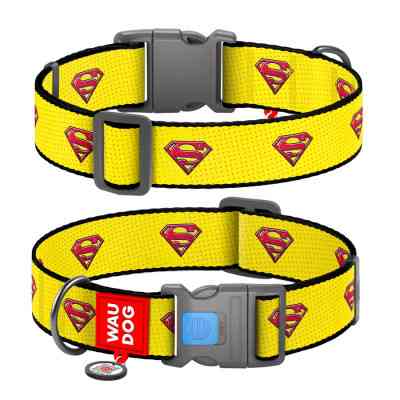 Нашийник для тварин WAUDOG Nylon з QR паспортом "Супермен 2" пластиковий фастекс L (0025-2014) Вінниця