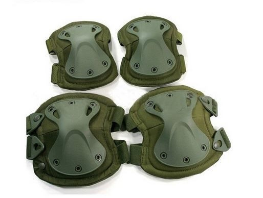 Комплект захисту Наколінники + налокотники із удароміцного пластику (Оливковий) Вінниця - фото 1