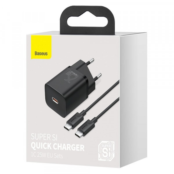 Зарядний пристрій 1xUSB 25W (USB-C) + Cable Type-C Чорний Baseus (TZCCSUP-L01) Київ - фото 8