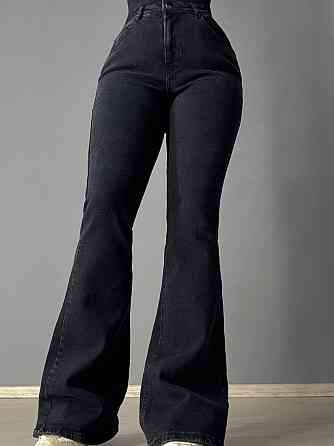 Джинсы женские Sherocco 7032 клеш от колена высокая посадка стрейчевые черные, черный, 28, 28, 72 см, 98 см Киев