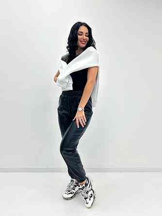 Штаны из экокожи на флисе Calvin 42-44, Черный Киев