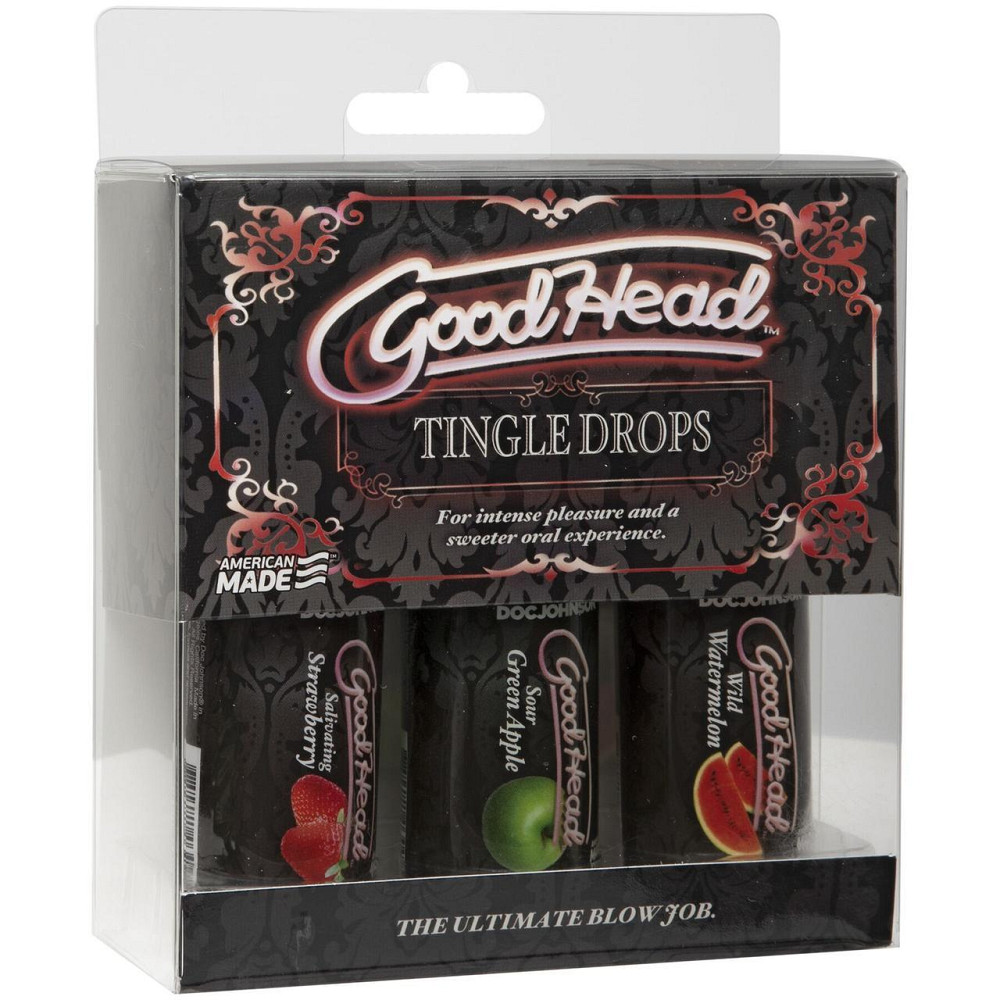 Набор капель для минета Doc Johnson GoodHead Tingle Drops, 3х29,5 мл, арбуз, зеленое яблоко, клубника Sex Aura Киев - изображение 2