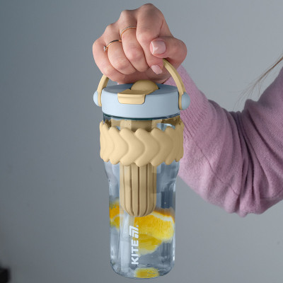 Пляшка для води Kite 900 мл бежево-блакитний (K25-1231-1) Вінниця - фото 8