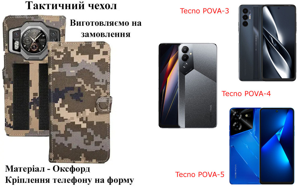 Тактический чехол для Realme C51, Realme C53, realme C55, крепится к снаряжению на липучке Киев - изображение 1