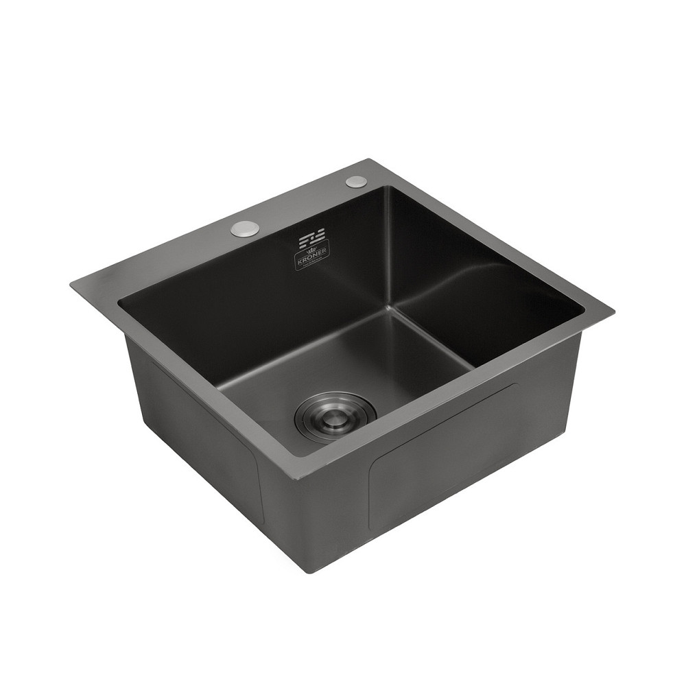 Кухонная мойка Kroner KRP Schwarze - 4545HM PVD (3.0/1.0 мм) черная Киев - изображение 2