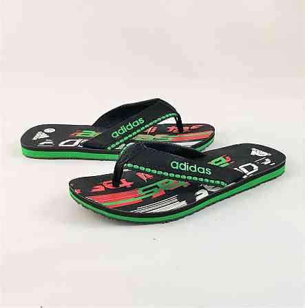 Чоловічі в'єтнамки Капці Adidas Шльопанці Чорні з зеленим Шльопарки (розміри: 45) Дніпро