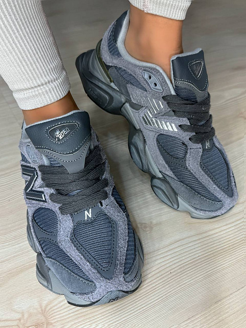 Кросівки жіночі і чоловічі NB 9060-5 замша з сіткою потерті унісекс сірі, 38, 24 см Київ - фото 5