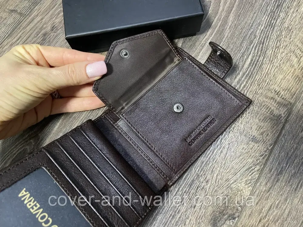 Брендовий чоловічий гаманець із блоком для документів чорного кольору Marco Coverna BK 010-823 Київ - фото 13
