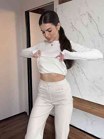 Женский утепленный базовый лонгслив турецкая вискоза с начесом Молочный, 42/44 Одесса