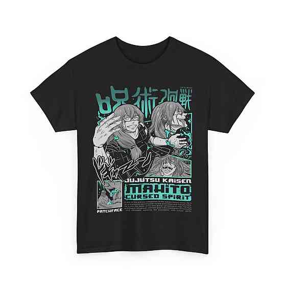 Футболка з аніме принтом Магічна битва оверсайз (S/M/L) Чорний AnimeJ0349 Дніпро