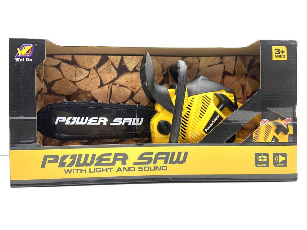 Бензопила Wei Da іграшкова звук рухлива стрічка 38см Жовта (192D1) Чернігів - фото 7