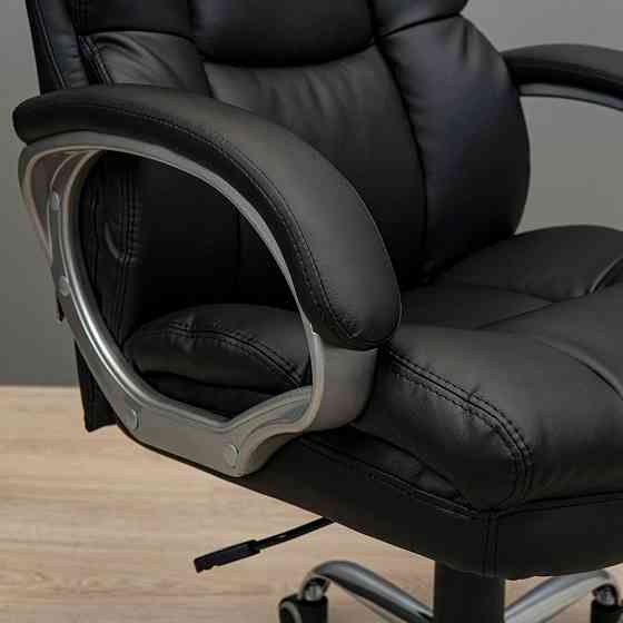 Офісне крісло керівника ManhattanDesign Хром AnyFix М-2 Екошкіра Black (Прогумовані колеса) Днепр