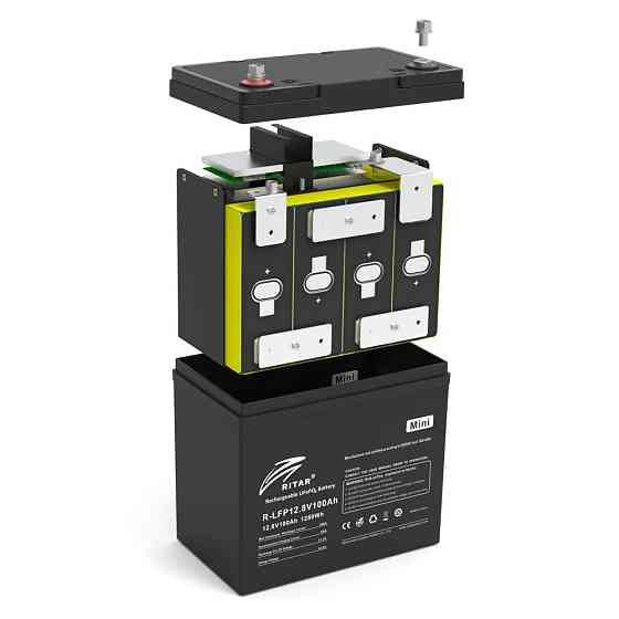 Акумуляторна батарея Ritar LiFePO4 12,8V 100Ah mini, 1280Wh BMS50@4S (229 х 138 х 210 мм), 9.9kg Київ