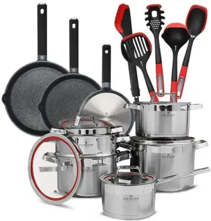 Zwieger Klassiker Комплект Garnków Z Pokrywkami 11 El + Сковорідки Vesna 20 24 28Cm Kpl 5 Przyborów Kuchennych (Zwk29) Київ