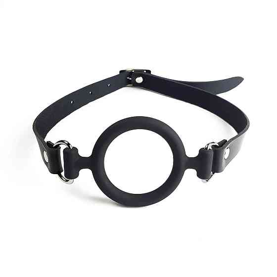 Кляп-расширитель силиконовое кольцо Art of Sex – Gag Ring, черный, натуральная кожа Sex Aura Киев