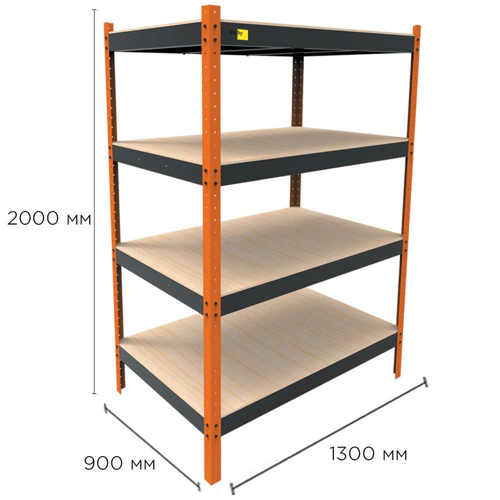 Металлический усиленный стеллаж Emby Heavy Series (размер 2000х1300x900мм) 4 полки ДСП до 300кг Винница - изображение 2