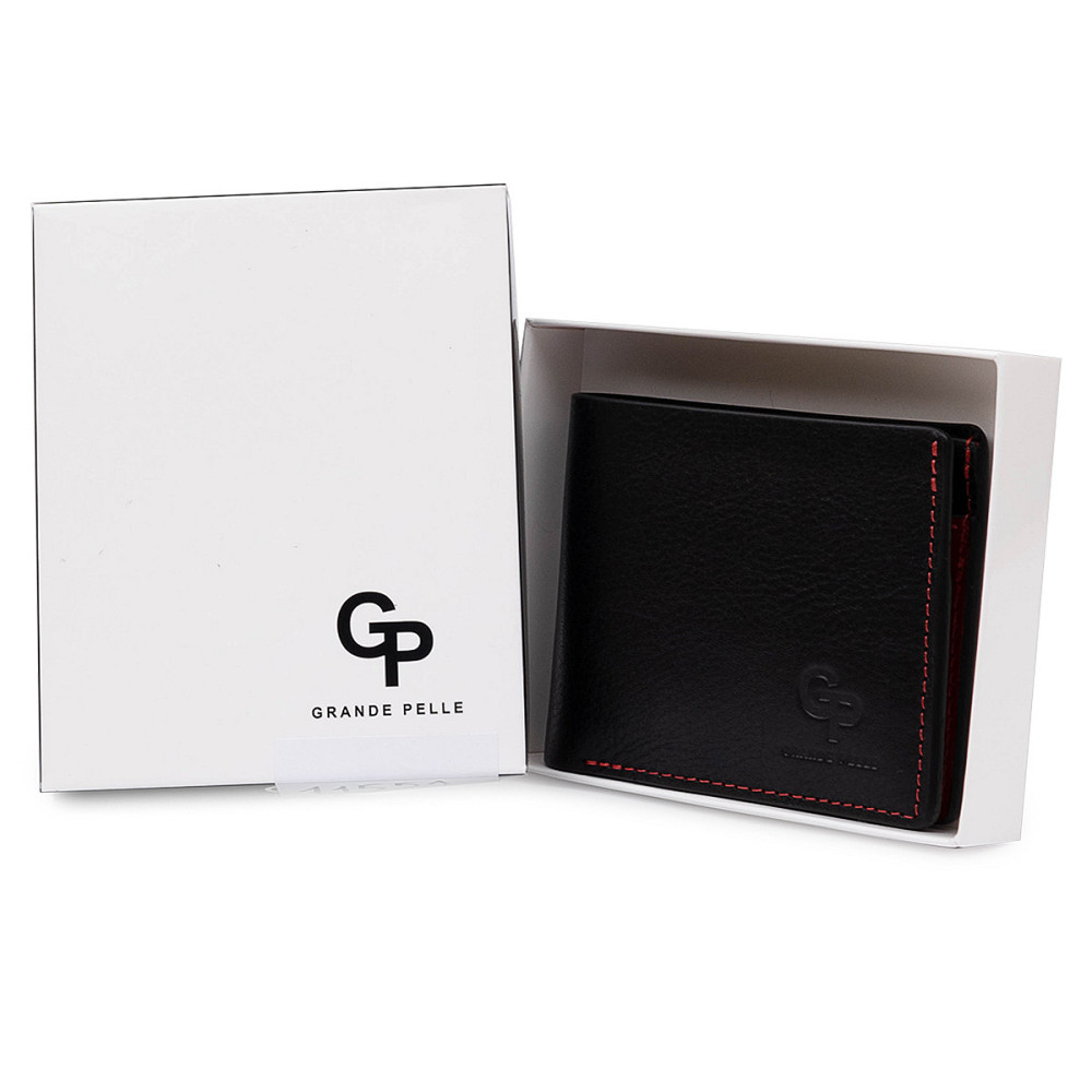 Шкіряне стильне портмоне GRANDE PELLE 11551 Чорний Київ - фото 7