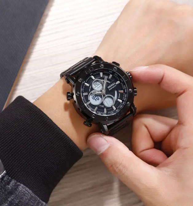 Мужские часы Skmei 1636 с браслетом Черный с белым Винница - изображение 6