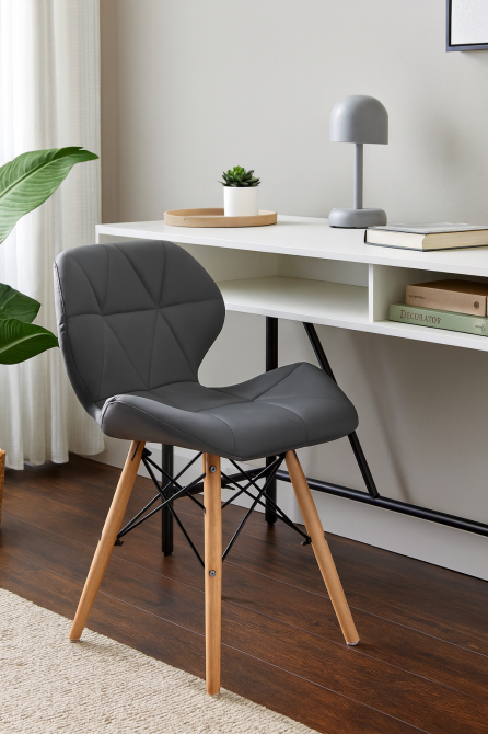 Стілець Стар м'який екошкіра сіра Дніпро - фото 1