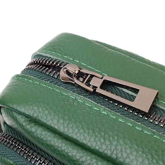 Невелика жіноча сумка прошита ромбами на лицьовій стороні з натуральної шкіри Зелена (Vintage) Київ