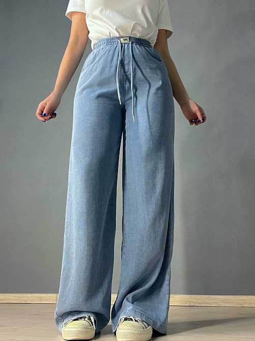 Джинси жіночі Immet 5606-8602 палаццо талія на резинці тенсель блакитні, блакитний, 33, 33, 90 см, 119 см Київ - фото 16