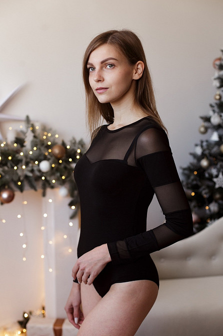 Женский Боди с сеточкой - длинный рукав в полоску Ozkan 22773 M Киев - изображение 2