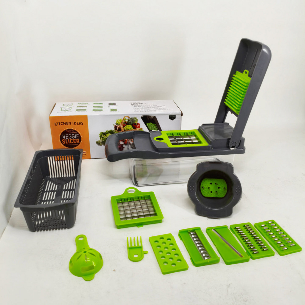Овощерезка измельчитель 14 в 1 ситечко для яиц и нож для очистки овощей Veggie Slicer мультислайсер AQ-87 Львов - изображение 12