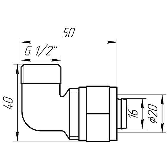 Кутник із зовнішньою різьбою APE ITALY 753 L 1/2″х20 Луцк