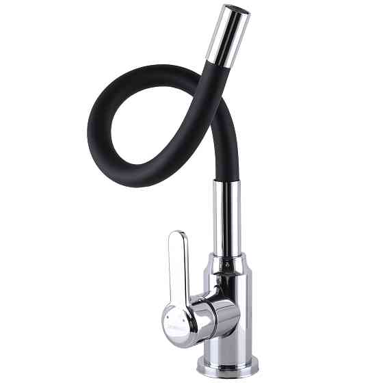 Змішувач для кухні DOMINO ELLIPSE DCC-203L-BLACK  гофровилив Чорний,,На Гайці Тернопіль