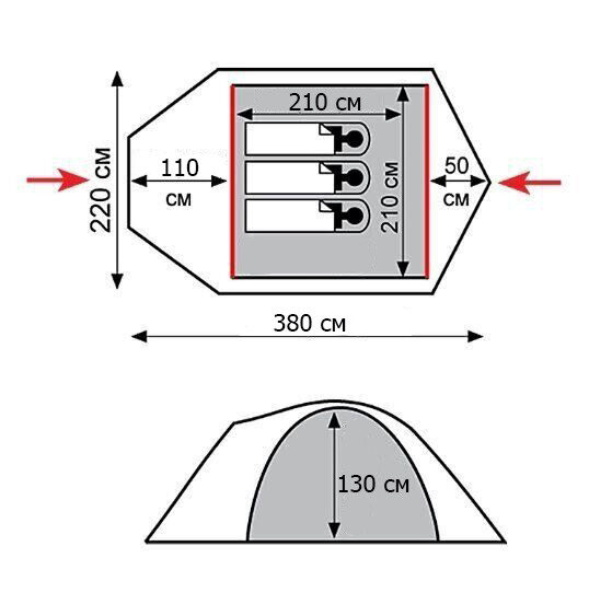 Палатка Tramp Mountain 3 (V2) серая Киев - изображение 3