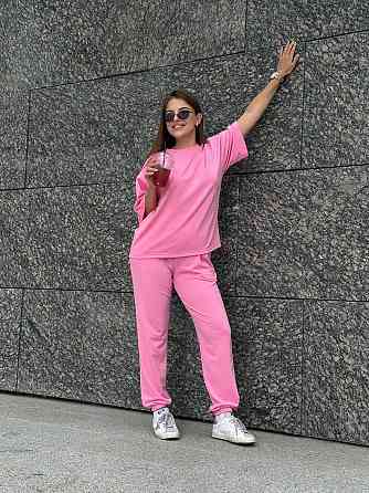Спортивный костюм женский футболка и штаны джогеры Розовый XL-XXL Харьков