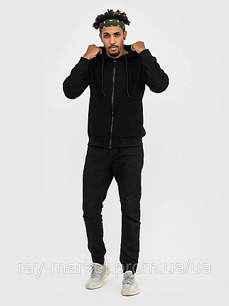 Худі базове на блискавці утеплене Ray Basic чоловіче чорне (U0405LM-Black) 3XL Київ - фото 4