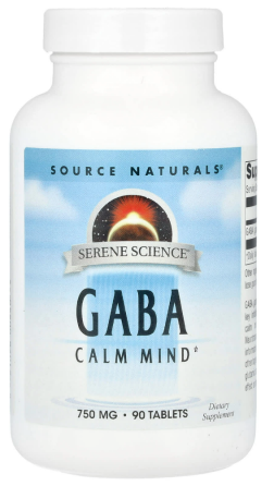 Гамма-аміномасляна кислота Serene ГАМК Source Naturals GABA 90 таб Київ