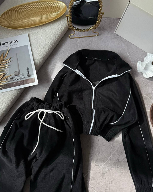 Жіночий теплий прогулянковий костюм з кантом двухсторонній фліс Одеса - фото 1