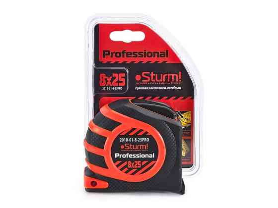 Рулетка 8мх25мм усиленный магнит Sturm 2010-01-8-25PRO (читать описание) Ровно