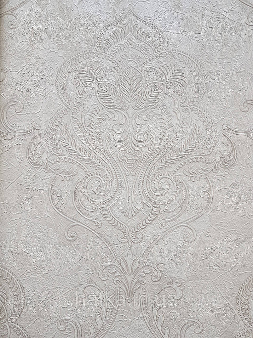 Обои винил на флизелине горячего тиснения DU&KA King1.06х10 вензеля глянцевые текстурные молочные бежевые Киев - изображение 1