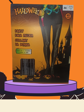 Колготки-скелети на Хелловін принт світиться в темряві 40 den розмір М 42-44 чорний Київ