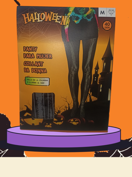 Женские колготы Скелет для Хэллоуина светятся в темноте 40 den размер М 42-44 черный Киев - изображение 3