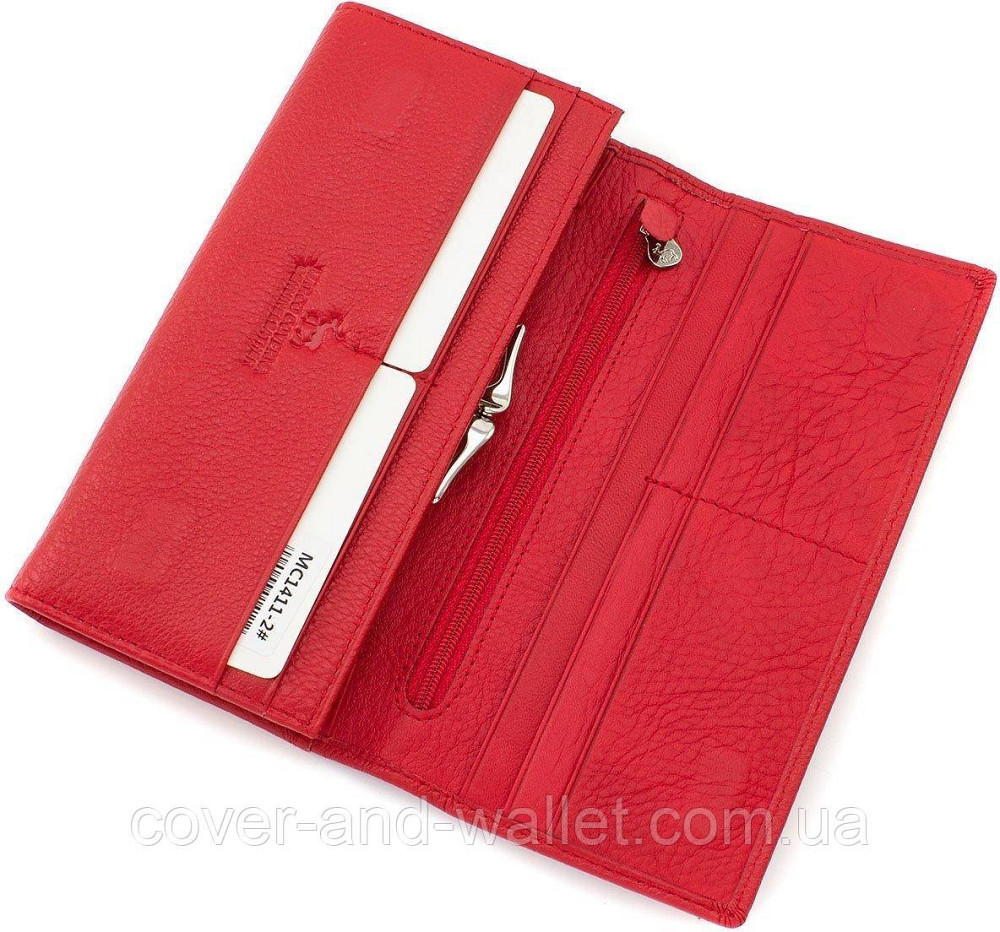 Качественный женский кожаный кошелек на магнитах Marco Coverna Красный Киев - изображение 5