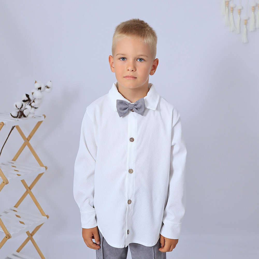 Праздичной вельветовый костюм для мальчика/ костюм в школу рубашка белая +брюки серые+бабочка Каменец-Подольский - изображение 3