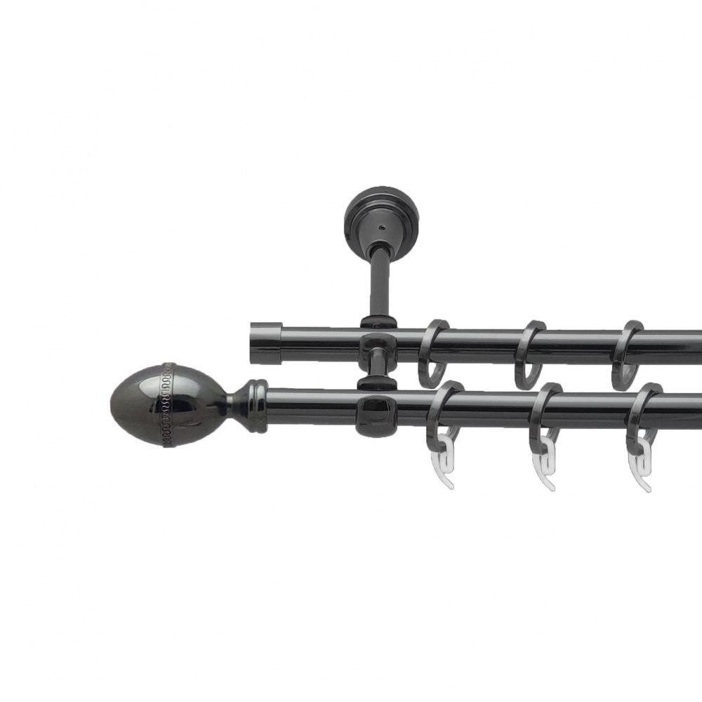 Карниз Orvit Фарже металевий дворядний відкритий гладка труба кільце фасонне металеве  Онікс 16\16 мм 160 см (4714330) Львів - фото 1