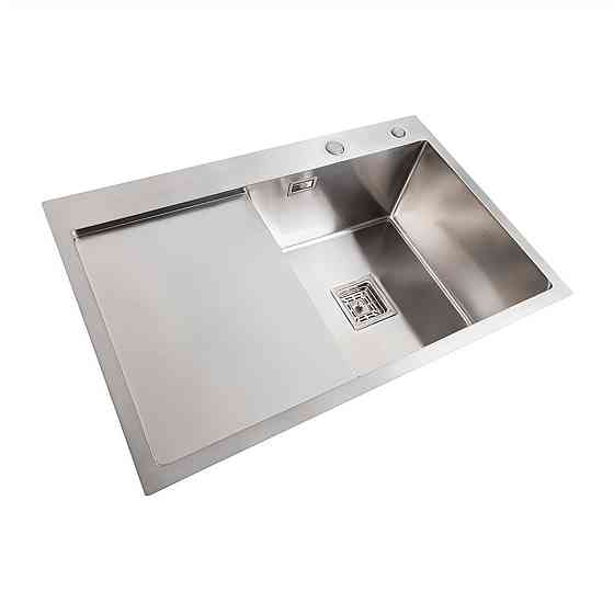 PLATINUM Мийка нержавійка Platinum Handmade 78*50B R (два отвори ,квадратний сифон 3.0/1.0) Коломия