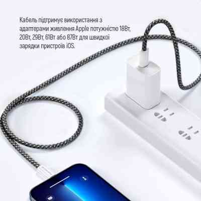 Дата кабель USB-C to Lightning 1.0m 27W black ColorWay (CW-CBPDCL061-BK) Винница