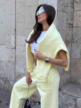 Базовий жіночий костюм з об’ємним худі Лімонний 42/46 Харків