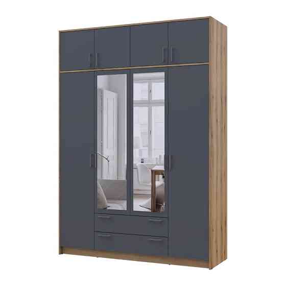 Шкаф для одежды Doros Ронди с антресолью и зеркалом Дуб Артизан/Графит 4ДСП 160х52х236 DRS-011677 (80737830) Львов