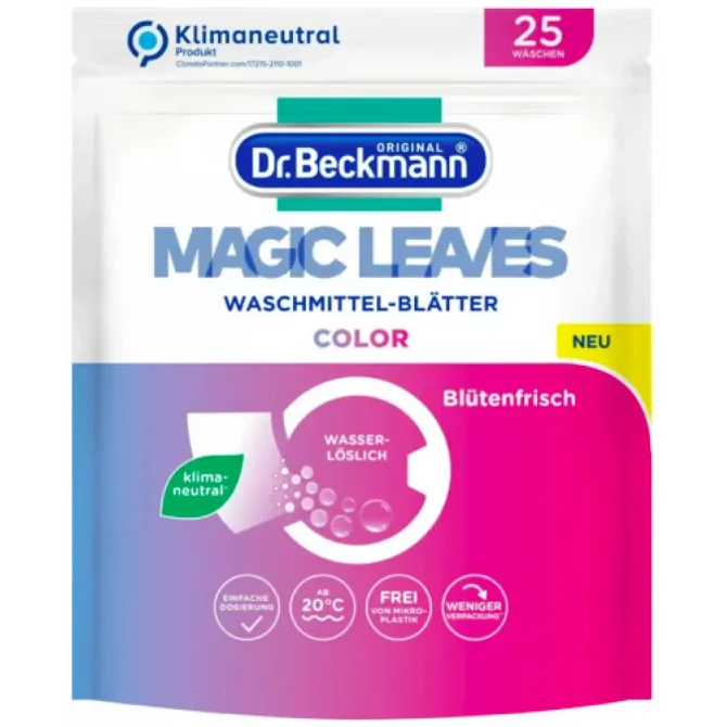Салфетки для стирки Dr. Beckmann Magic Leaves для цветных тканей, 25 шт Львов - изображение 1